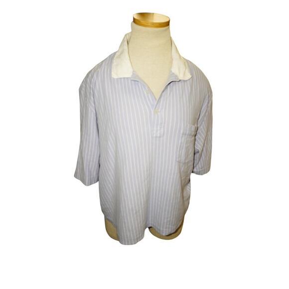 Polo Golf Ralph Lauren Striped Polo Shirt L Blue White Linen Silk Blend - Picture 3 of 10